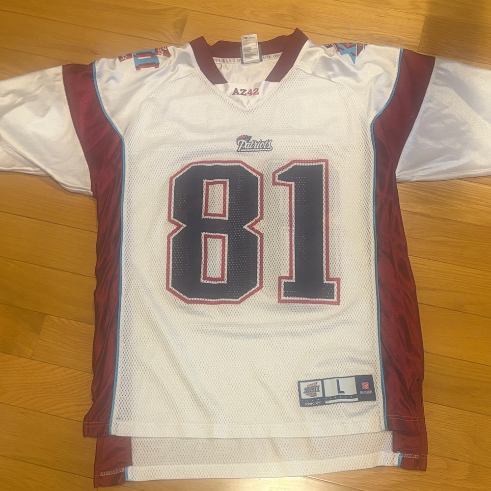 Men's Patriots #81 Miss White and Maroon Football Jersey